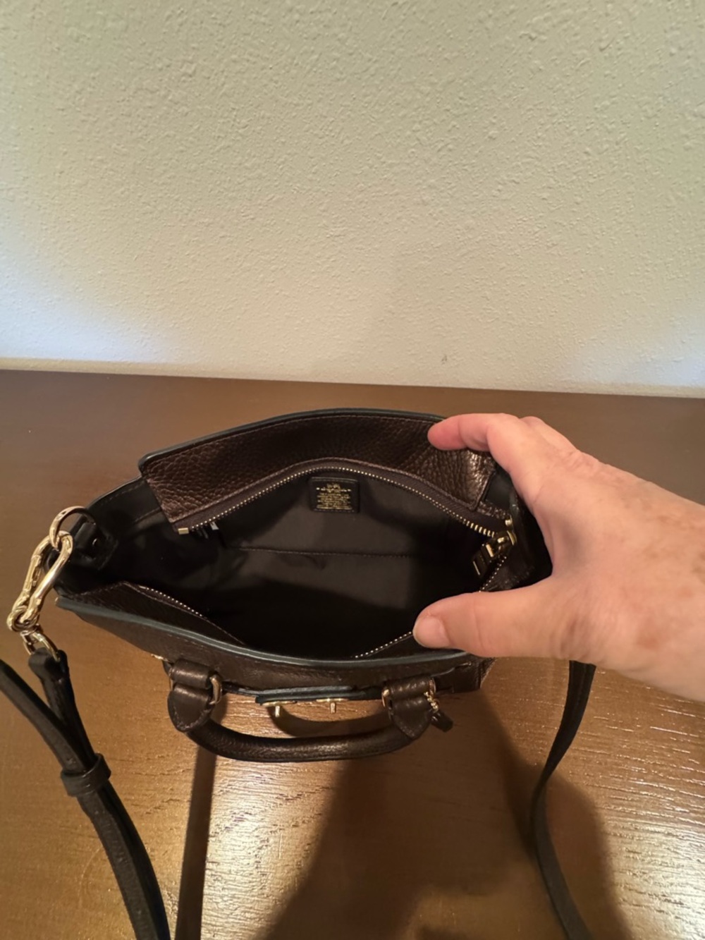 COACH Brown Pebbled Leather Satchel with Gold Hardware - like new condition. - Picture 11 of 14